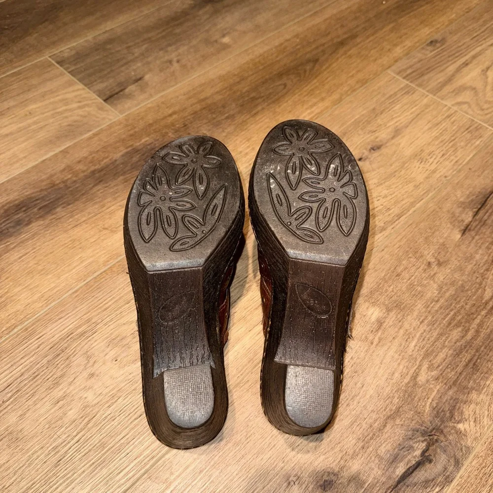 Born Brown Leather Clogs Size 10